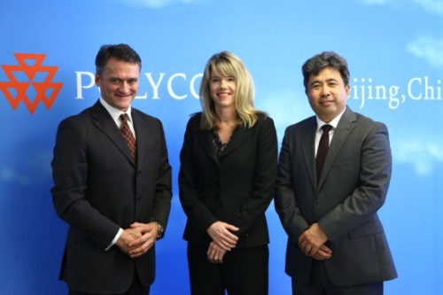 Polycom��̫�^(q��)�����ձȺ����������ޅ^(q��)����Hansjoerg Wagner (��һ)��Polycomȫ���N�ۈ�(zh��)�и�����Tracey Newell(����)��Polycom�Ї��^(q��)����(j��ng)�����(��һ)